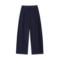 Women's linen style two-piece set with flounced sleeve shirt and wide leg trousers