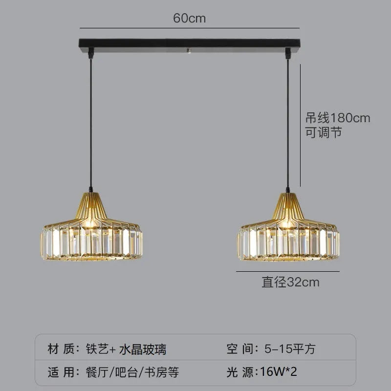 Modern crystal chandelier droplight in black or gold finish with LED colour changing lights