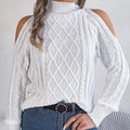 Women's casual sweater with twisted strapless half-high collar and lantern long sleeves in acrylic fabric