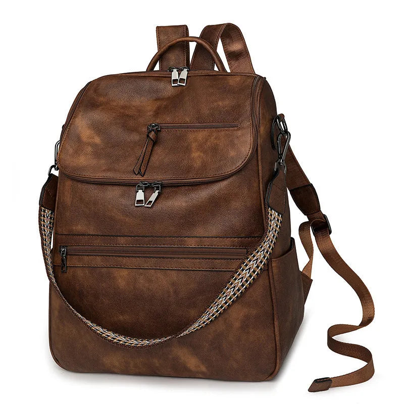 Retro style college backpack in urban simplicity design with curved shoulder strap, shown in available colours.