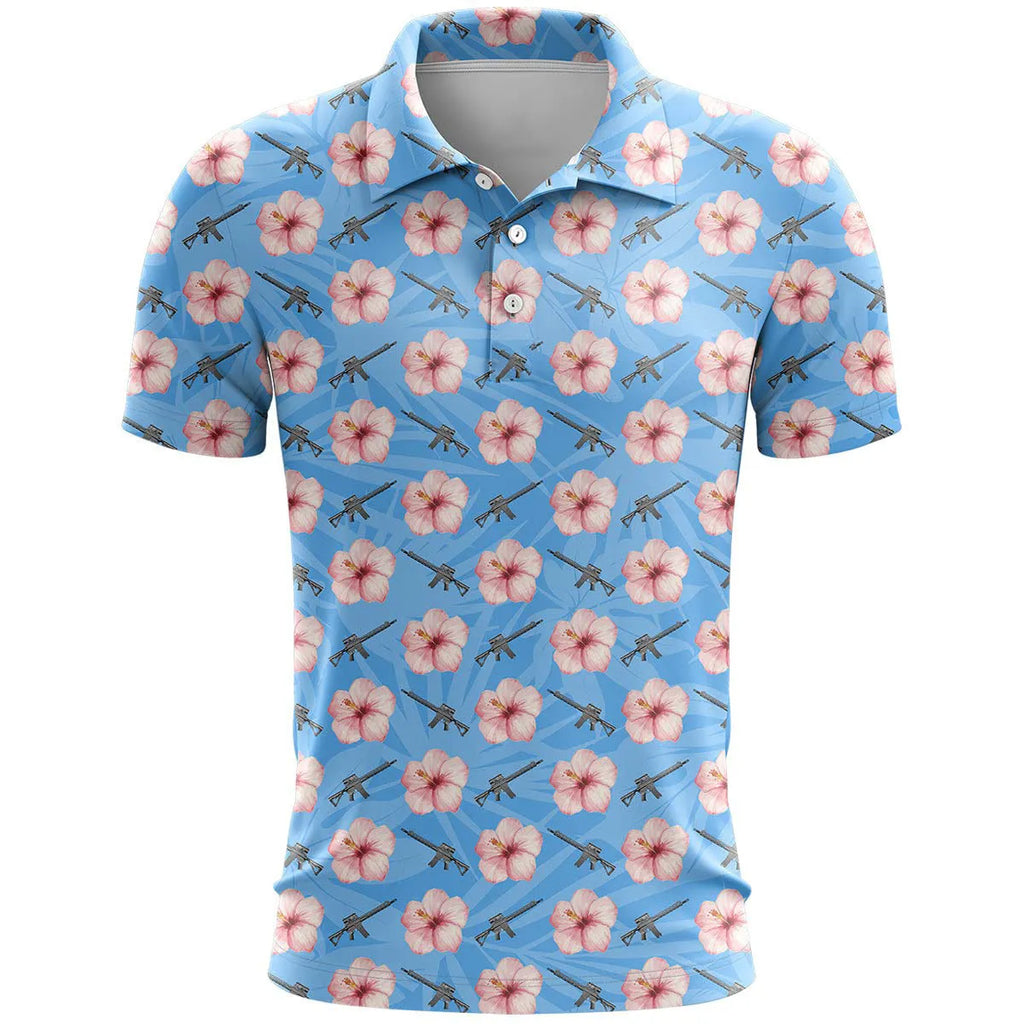 Loose fit short sleeve sports top with a printed design on bird eye cloth fabric, shown in one of multiple available colours.