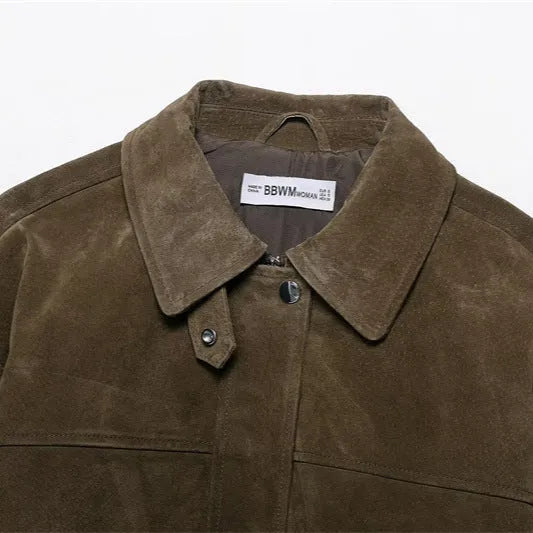 Women's casual jacket in PU fabric, Japanese-Korean style, shown in picture colour.