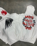 Printed skull rhinestone loose hooded sweatshirt cardigan in black or white colour options