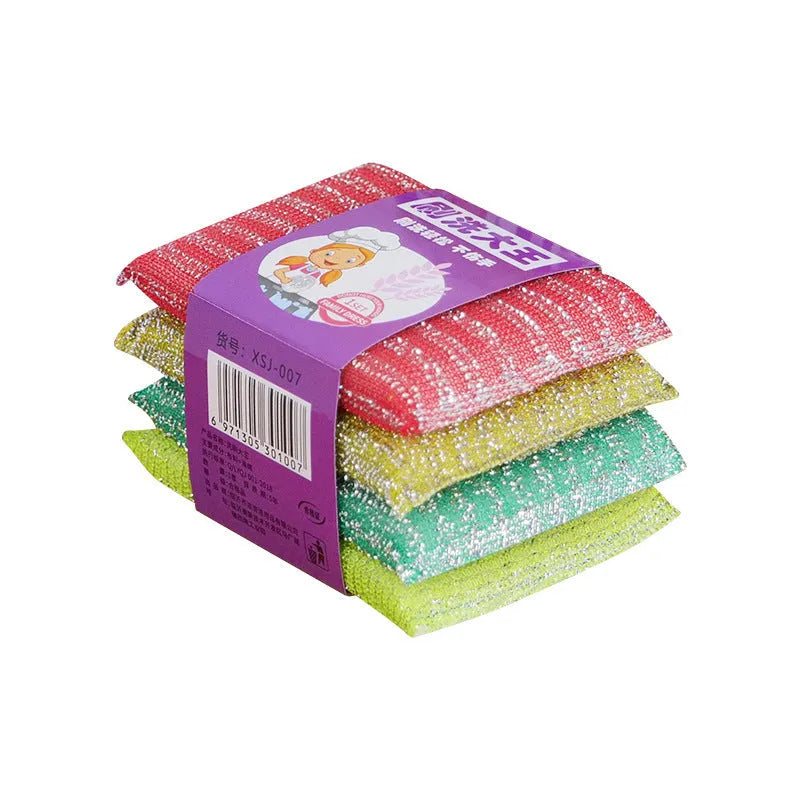 Pinstripe fabric dishwashing sponge mop in macaron colours measuring 12x8.5x1.5cm