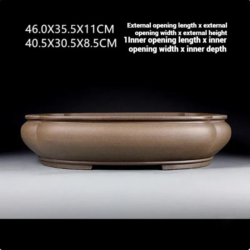 Handmade antique Pukou papaya-shaped purple clay flower pot measuring 46x35.5x11cm