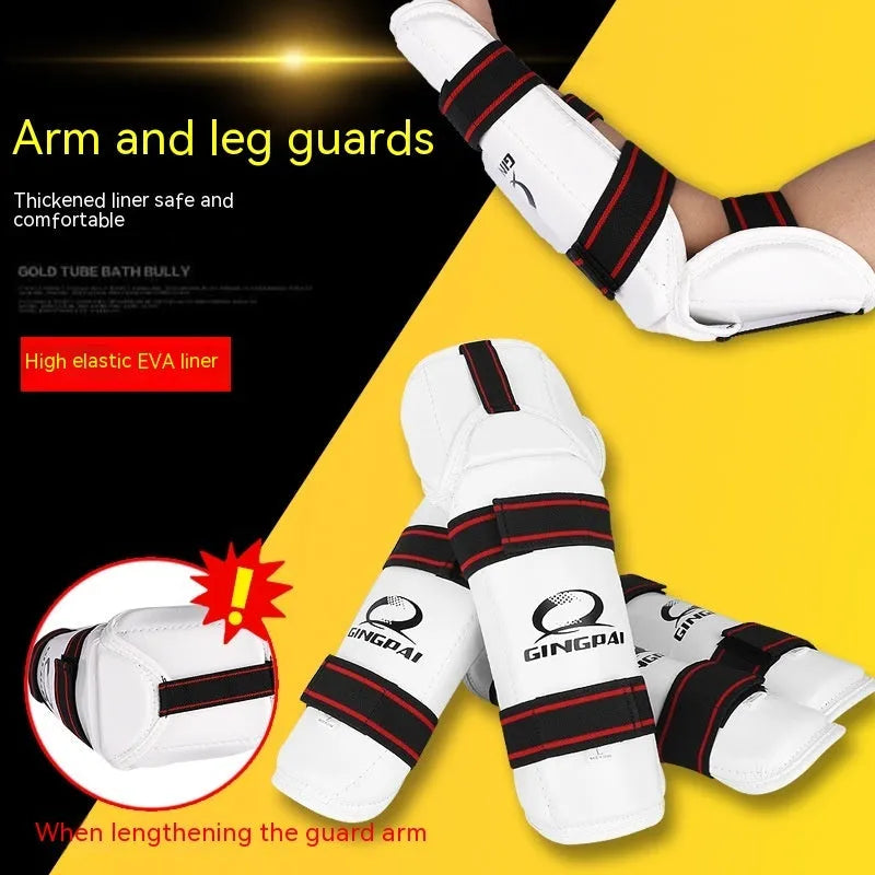 Taekwondo leg and arm protective gear combination set with PU EVA foam construction