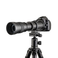 420-800mm manual telephoto zoom camera lens with T-mount adapter, shown at full extension.