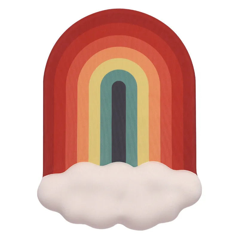 Cloud Rainbow silicone wrister mouse pad and keyboard support set with pastoral cloud pattern