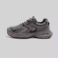 Spring versatile platform casual sneaker in Black Silver, PU mesh and leather stitching, low top dad shoe with EVA sole