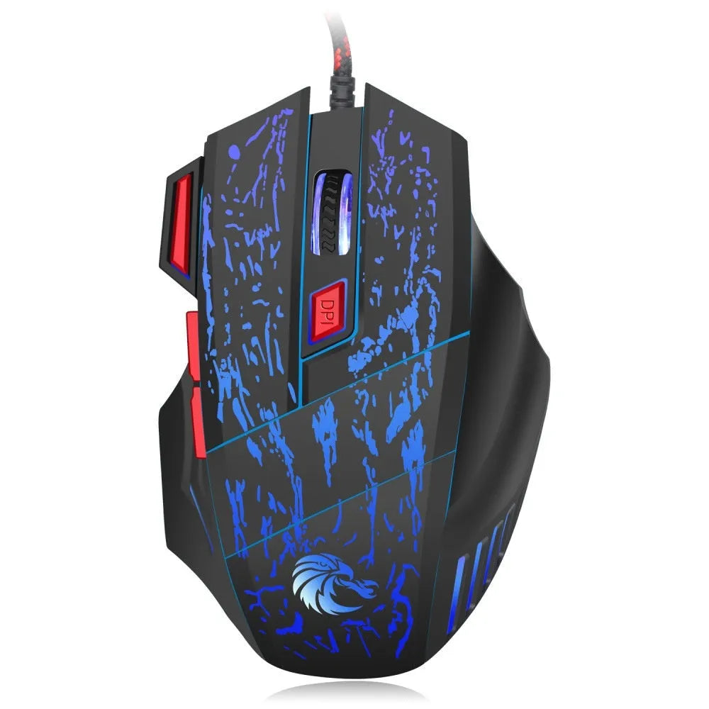 Water Crack colourful luminous gaming mouse with wired USB connection and ergonomic design
