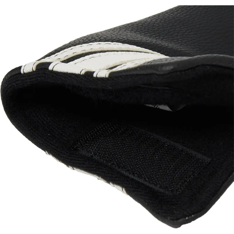 Black PU leather golf putter head cover showing protective sleeve for club head