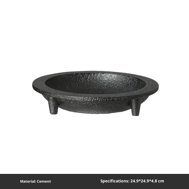 New Chinese style cement fruit plate in large size 32.4 cm wide on a table for home decoration