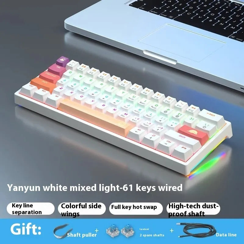 61-key compact mechanical keyboard with wired hot-plug design in multiple colour options
