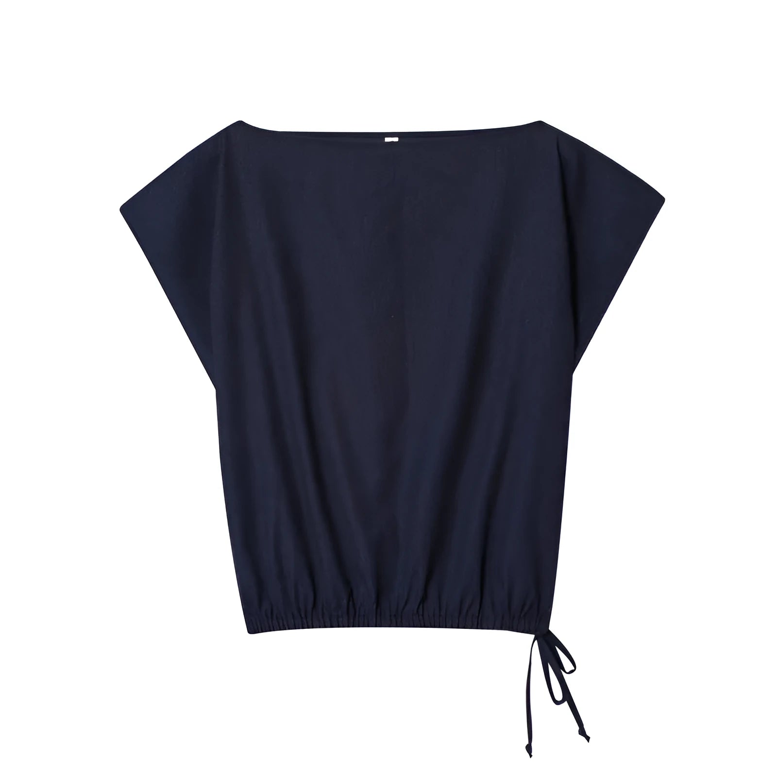 Women's linen style two-piece set with flounced sleeve shirt and wide leg trousers