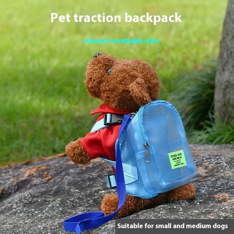 Breathable polyester pet carrier backpack in solid colour with adjustable straps for small dogs