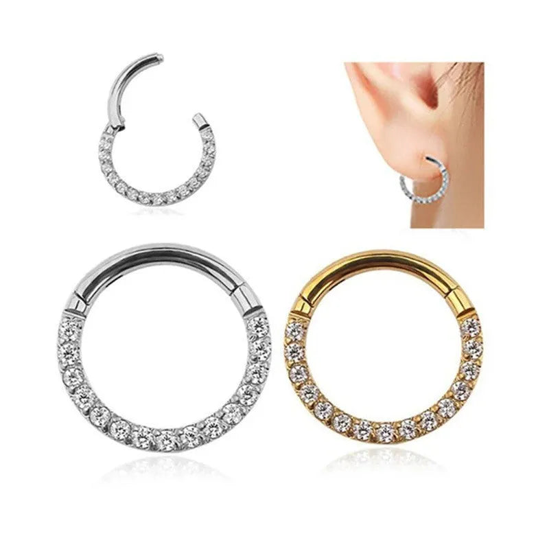 Stainless steel seamless nose ring with electroplated finish showing colour options and round design
