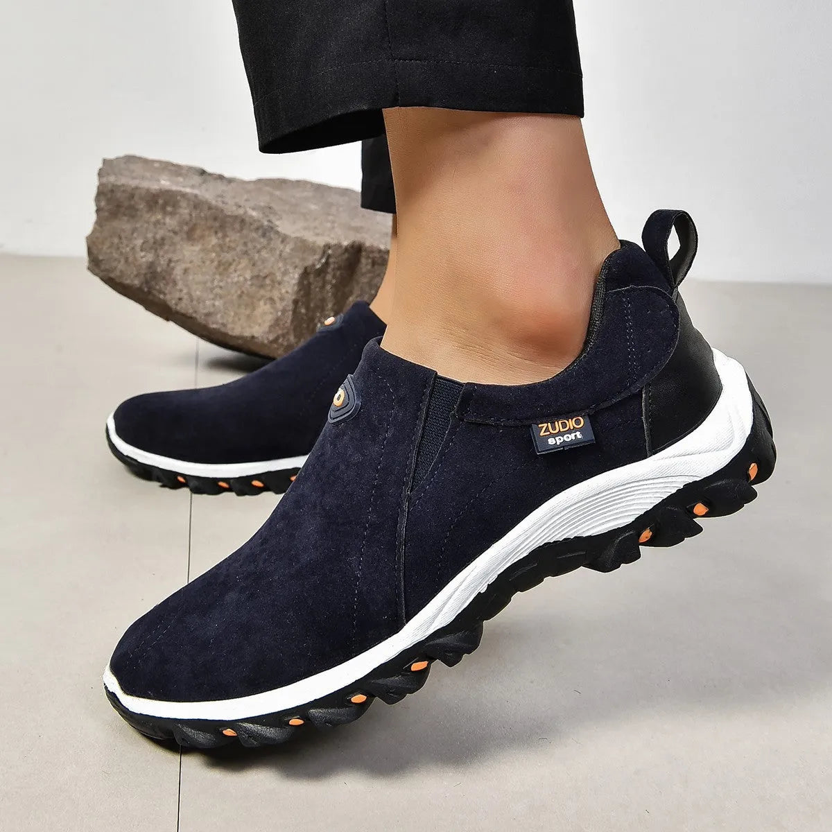 Men's round head shallow mouth thin fashion shoes in multiple colours with rubber sole