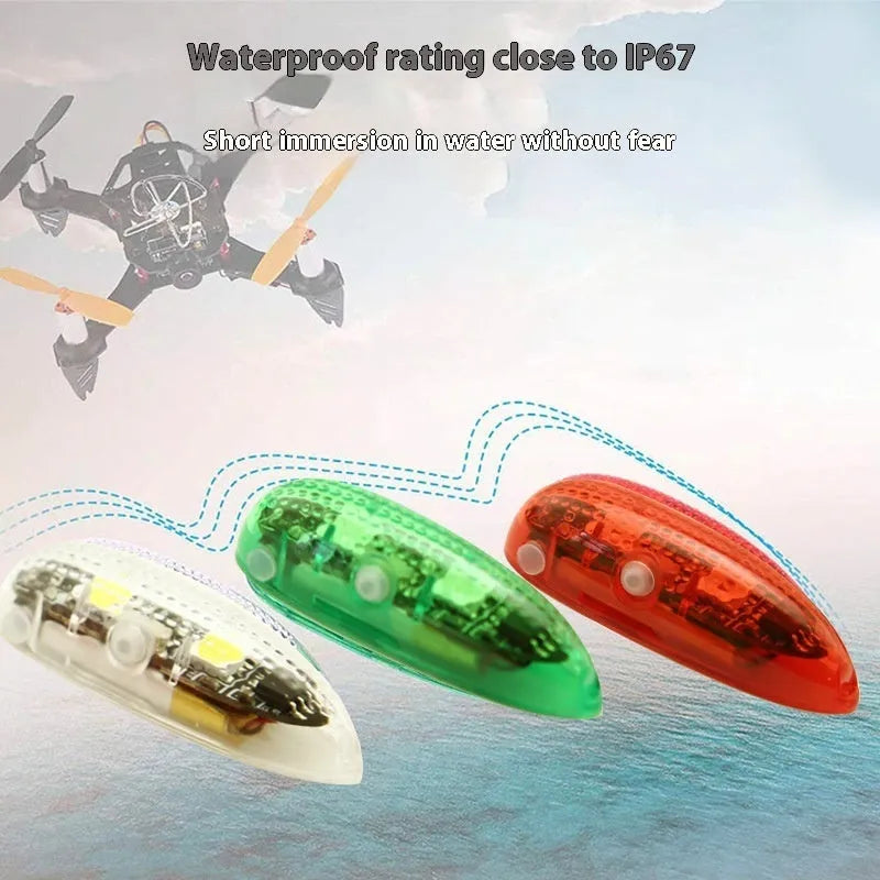 V3 wireless charging navigation light for RC models showing compact size and multiple colour options