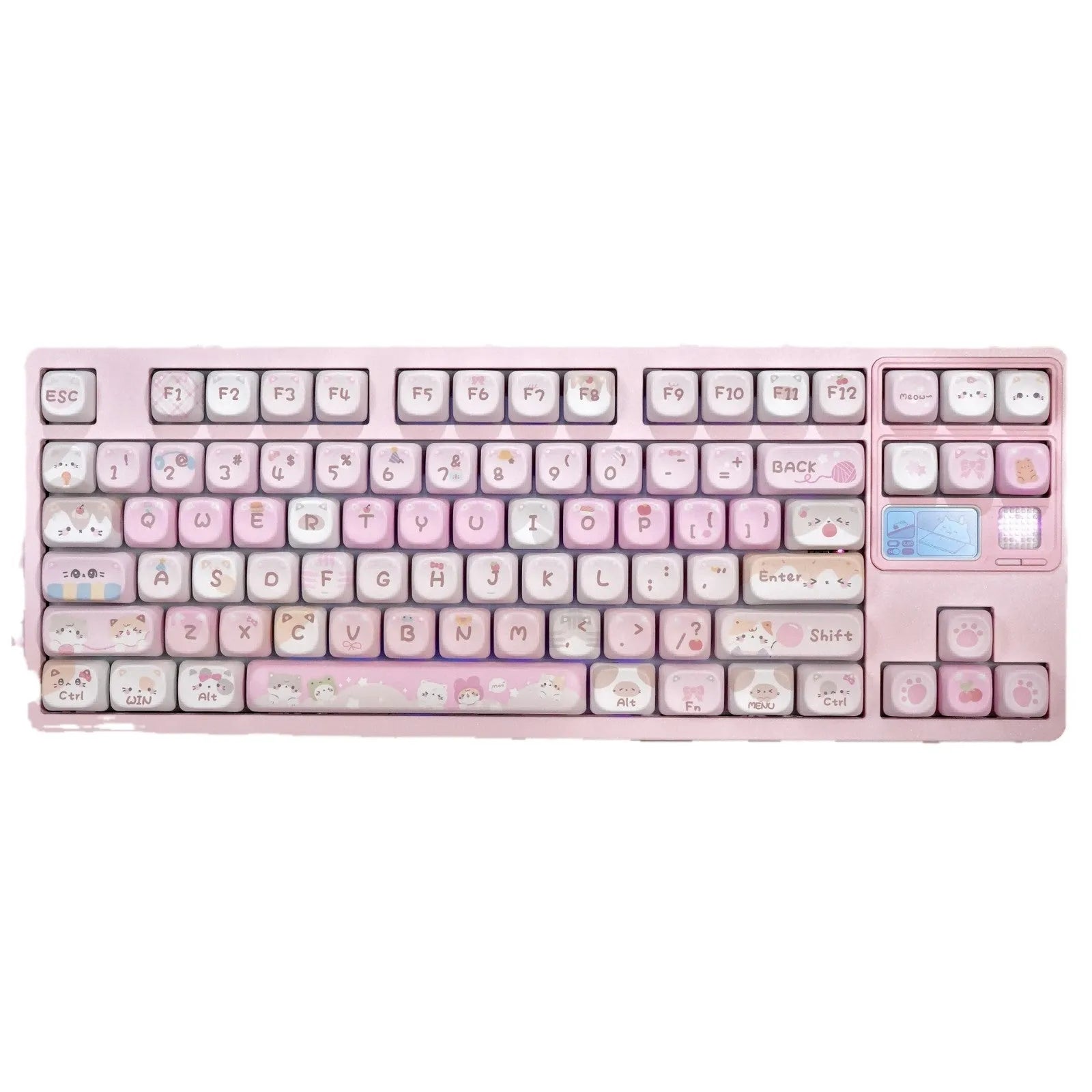 MOA pink cartoon design key caps with five-sided sublimation printing for mechanical keyboards