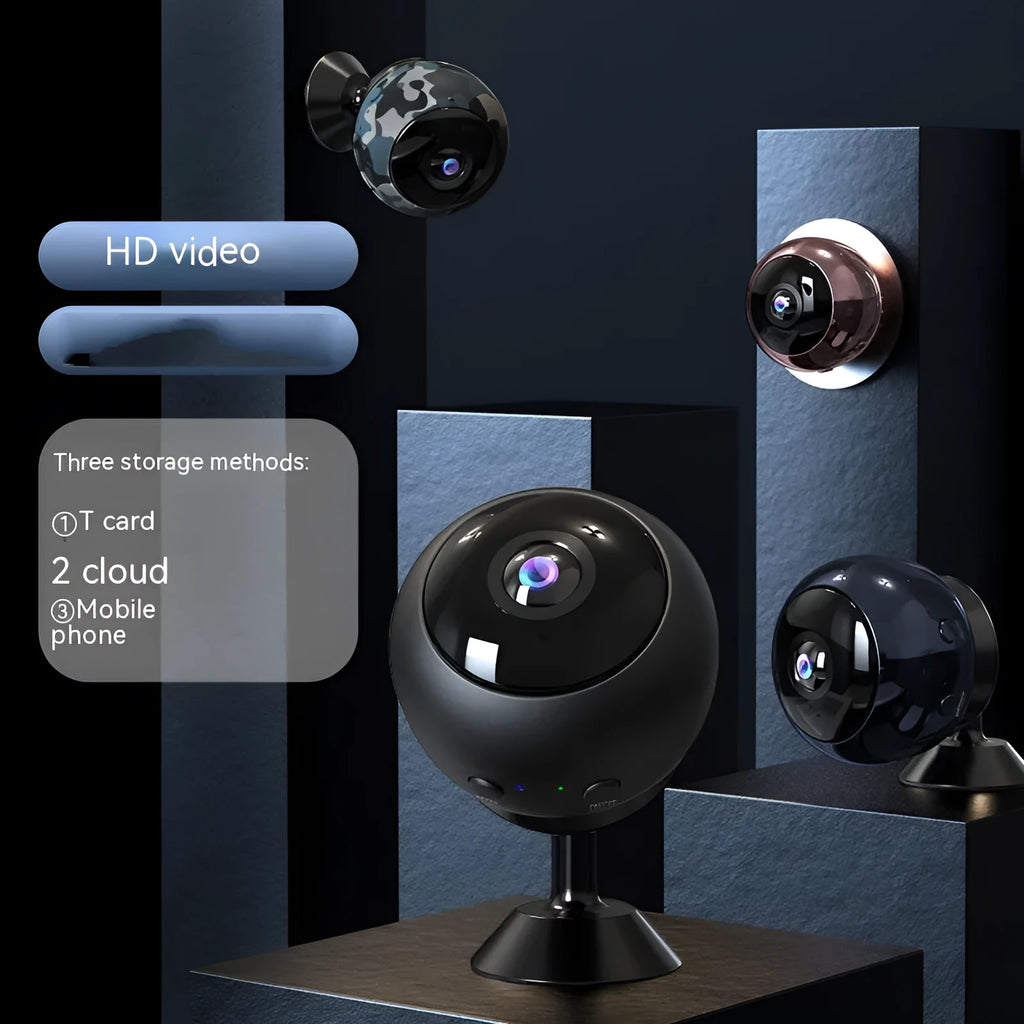 1080p wireless WIFI surveillance camera with ABS housing showing front lens and connection ports