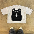 Printed cotton short sleeve t-shirt with retro street style design and drop shoulder sleeves