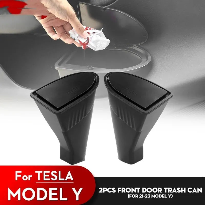 Black waterproof ABS car door storage containers for Tesla Model Y front doors
