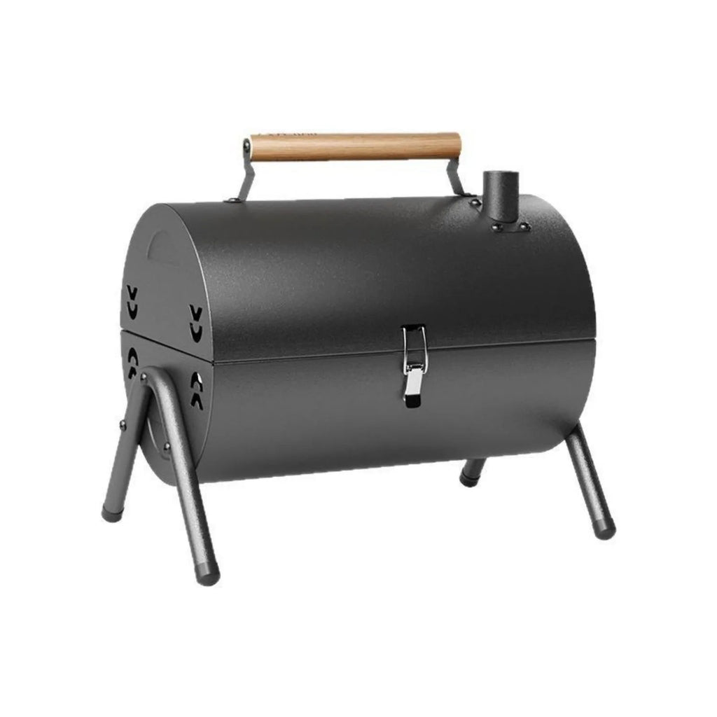White round portable folding grill with chimney oven baking net and carbon tank for outdoor frying and baking