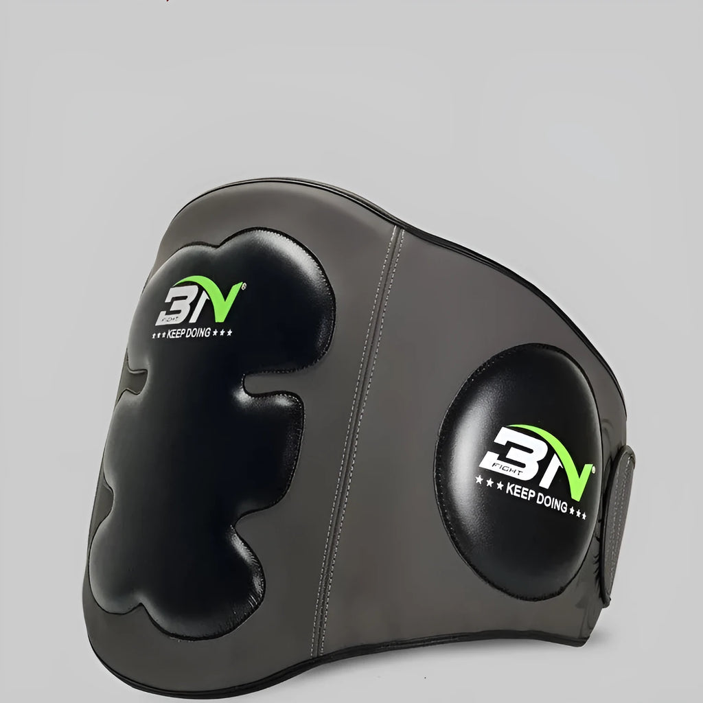 Sanda boxing chest protector target in dark grey, a thickened waist guard for training.
