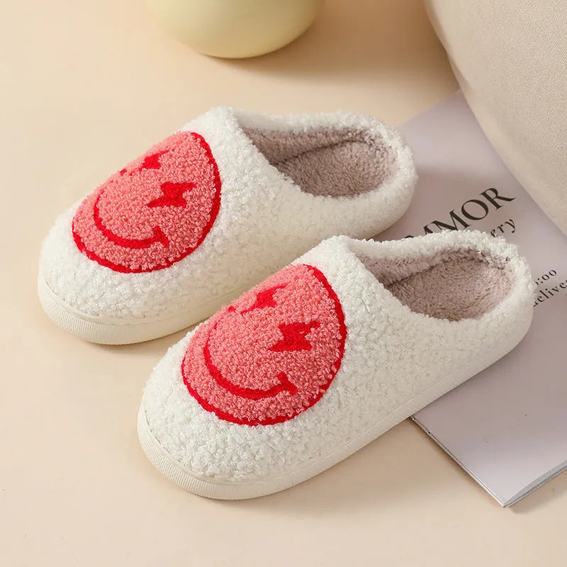 Women's plush cartoon love style slippers with non-slip PVC sole in Big Love colour.