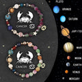 Set of two natural stone beaded bracelets representing zodiac signs from a twelve-style collection.