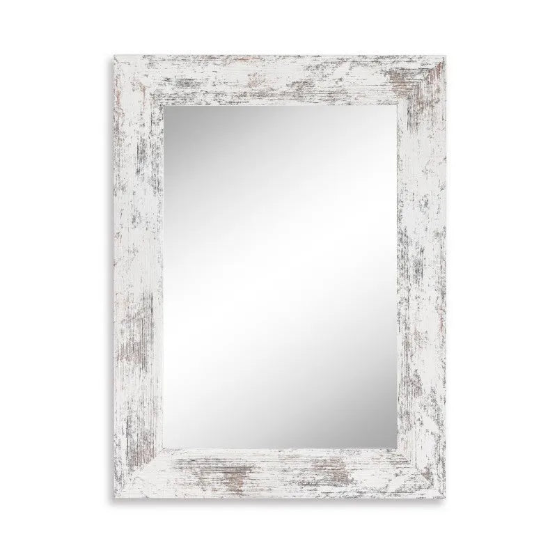 Wall-mounted retro Chinese style dressing mirror in small old white with MDF frame