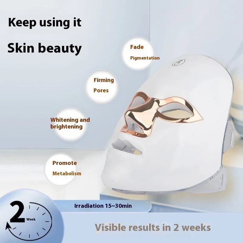 Rechargeable manual touch LED beauty mask in ABS plastic housing with fixing strap