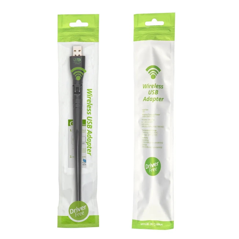 Black USB WiFi6 wireless network card dongle with driver-free installation