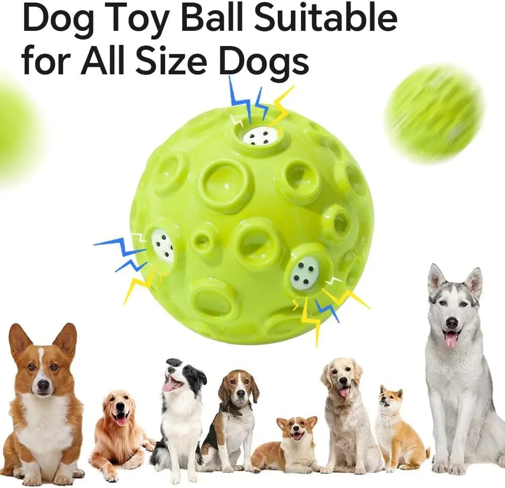 Durable natural rubber dog chew toy ball in assorted colours with a textured surface.