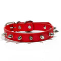Colourful studded dog collar with metal spikes on a durable PU leather strap and alloy buckle
