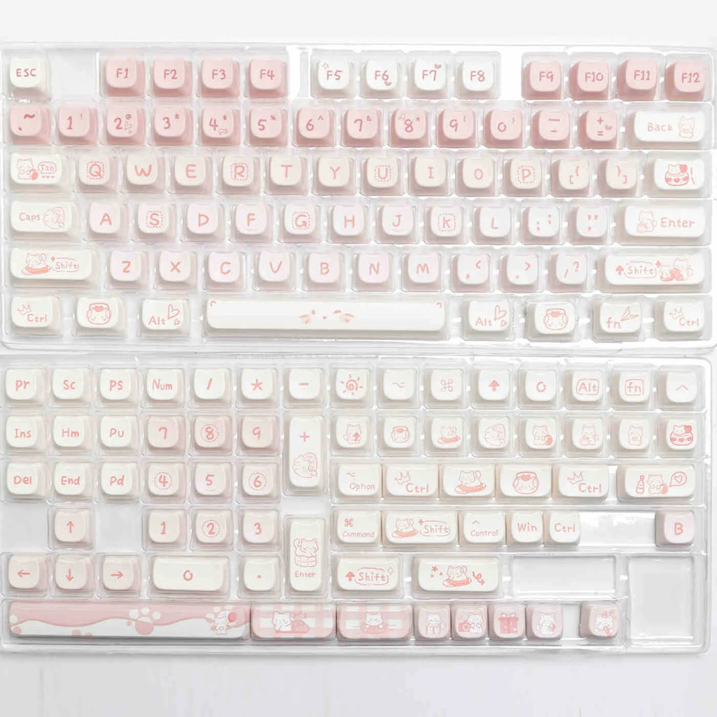 Full set of black PBT key caps for a mechanical keyboard with over 98 keys.
