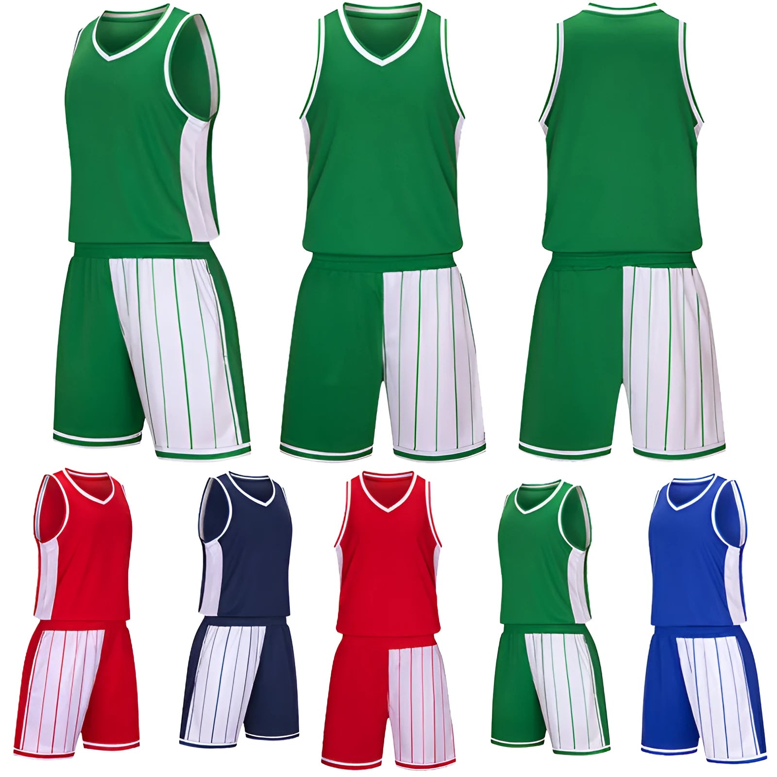 Men's basketball training uniform set in blue with top and shorts for sports