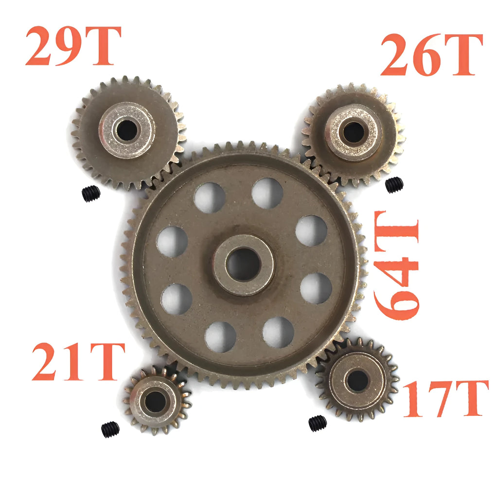 HSP Unlimited 110 Tram metal motor gear set with 64T and multiple tooth options