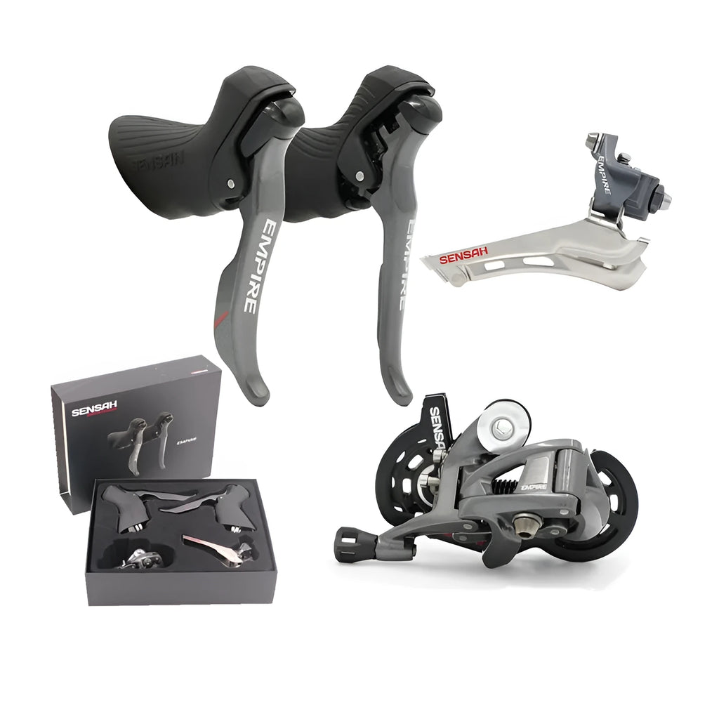 Aluminium road bike transmission kit with shifter and short leg rear derailleur