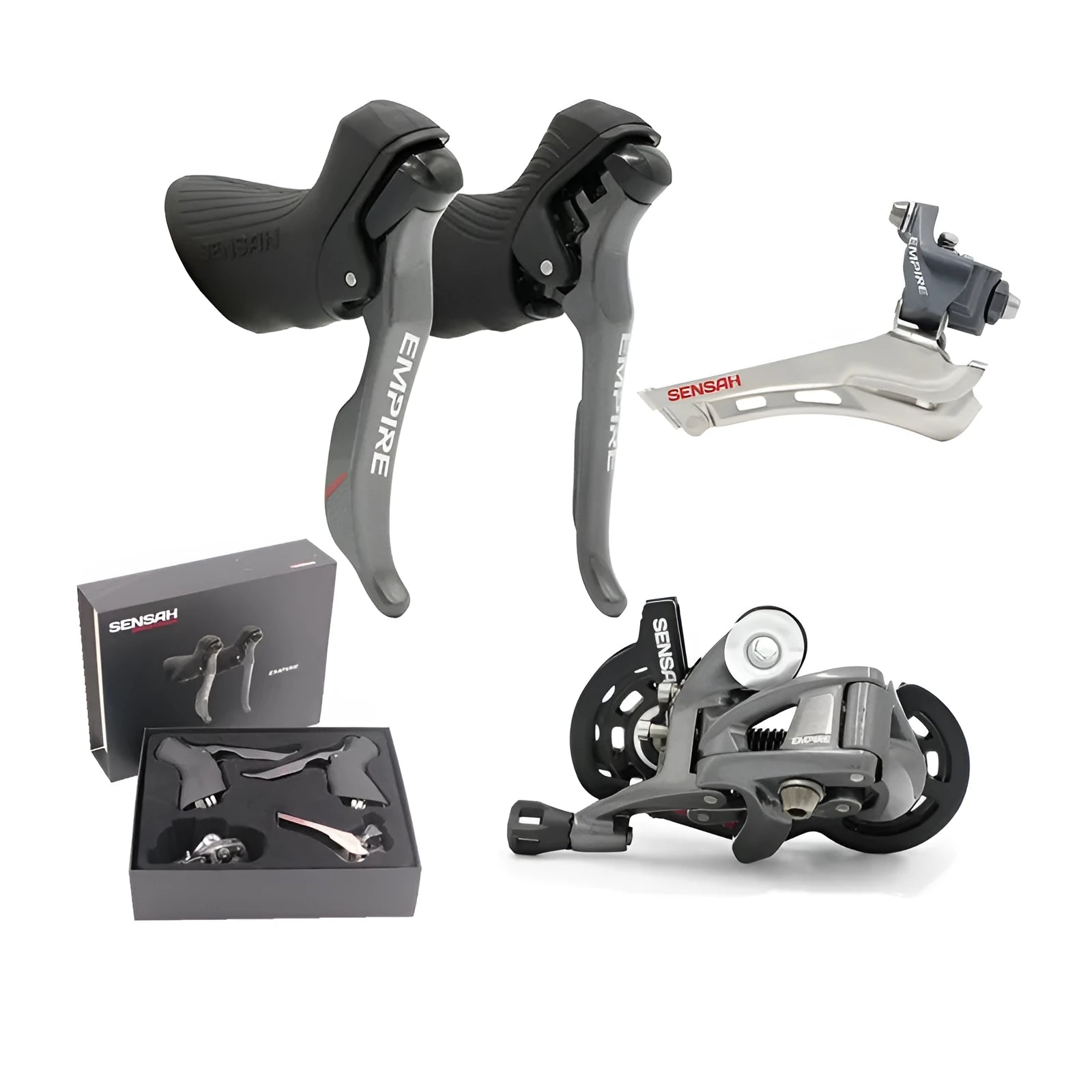 Aluminium road bike transmission kit with shifter and short leg rear derailleur
