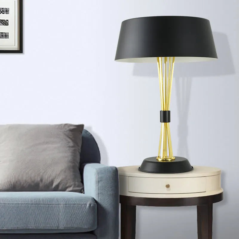 Iron creative European style table lamp, 35x66cm, black finish with LED light source on a desk