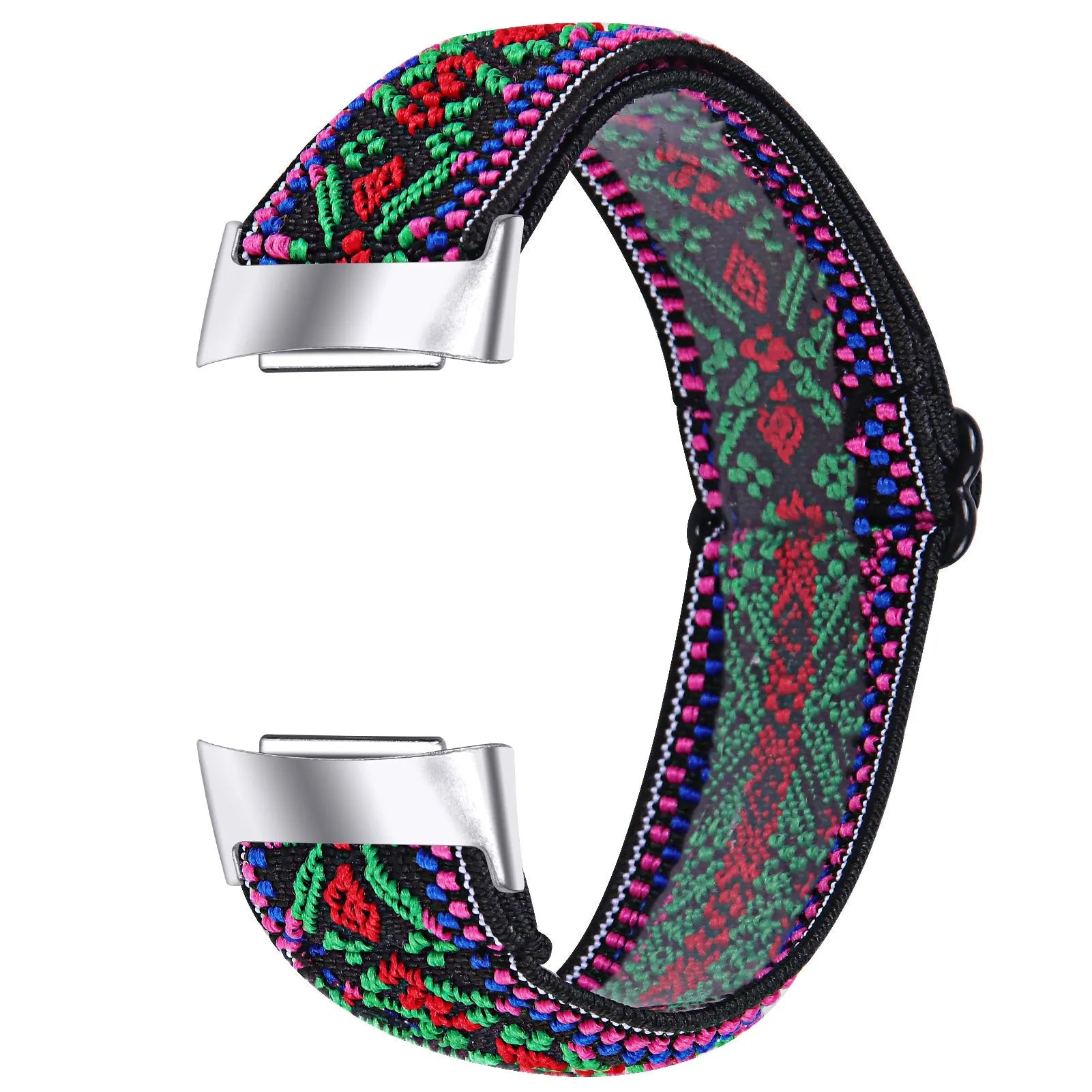 Adjustable printed elastic watch strap for Fitbit Charge 6 in Green Arrow colour, 5.5-8.5 inches fit