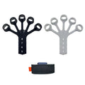 Silicone finger flexion and extension rehabilitation trainer with adjusting belt.