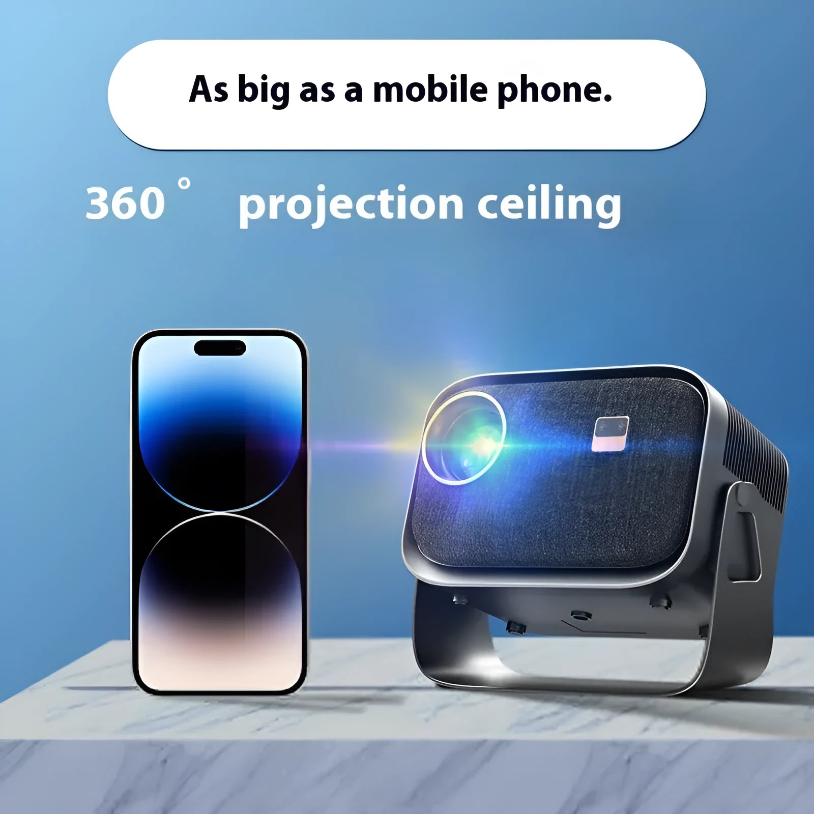 Portable 4K smart home theatre projector unit for Android and smartphone projection with 1080p resolution