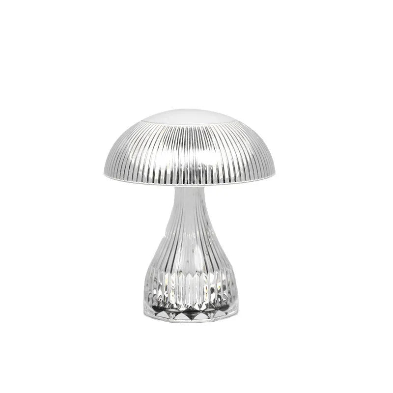 White acrylic touch control bedside lamp with USB charging cable