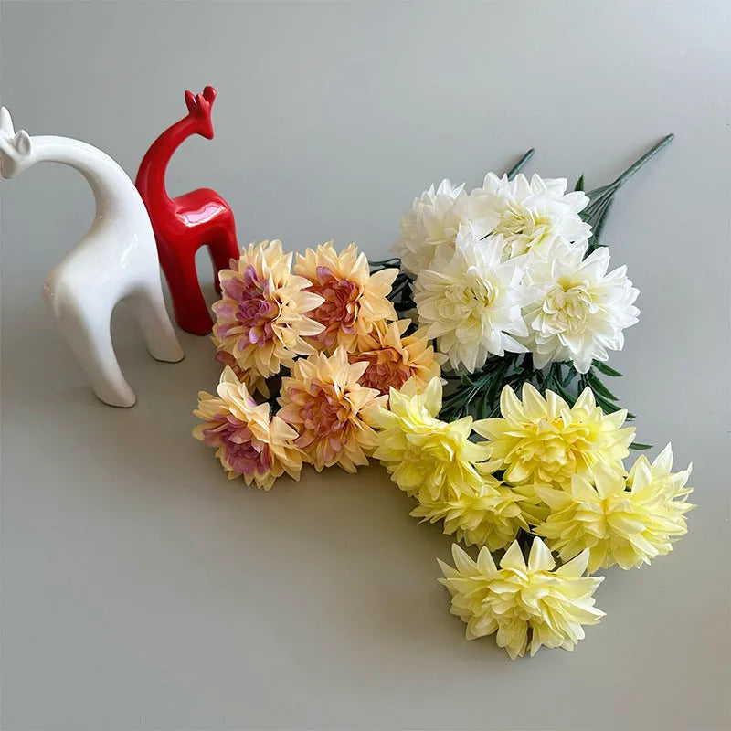 Silk flower bouquet with artificial roses and peonies in mixed colours for desktop fan display
