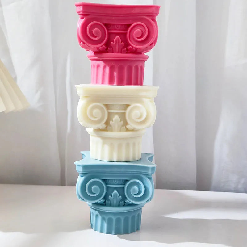 Silicone Roman pillar mould for candles and crafts with irregular column shape