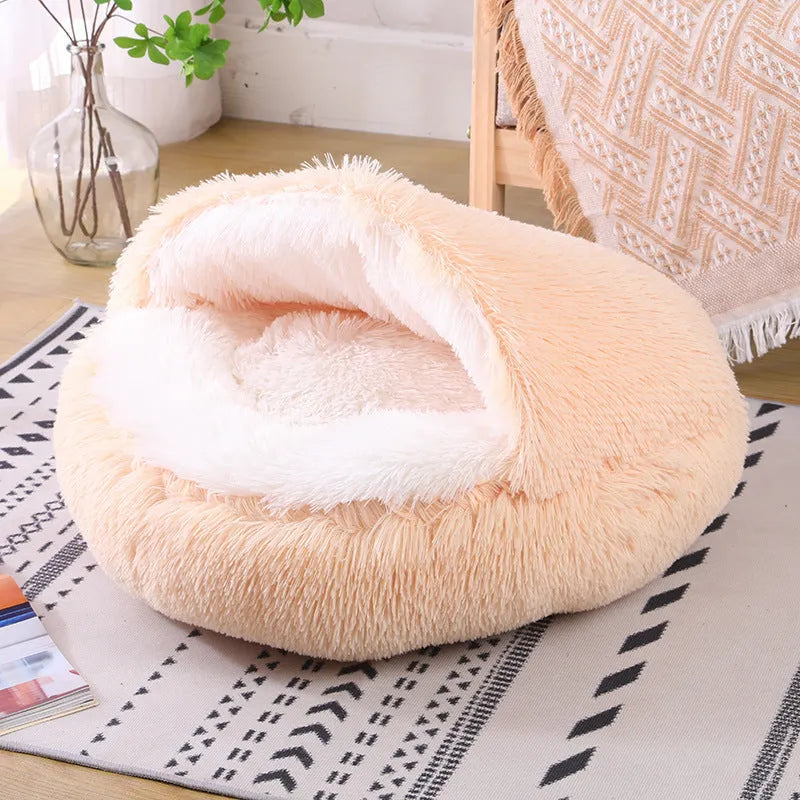Waterproof cloth dog kennel with semi-surrounded warm room design in gradient coffee colour