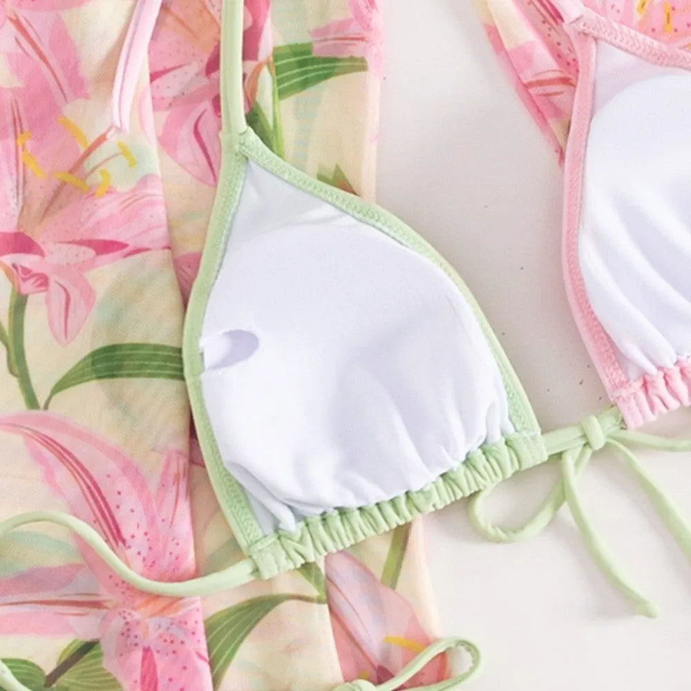 Women's printed quick-dry bikini swimwear in European and American sizes