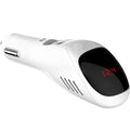 White car USB charger and negative ion air purifier with dimensions 103mm x 33mm x 32mm
